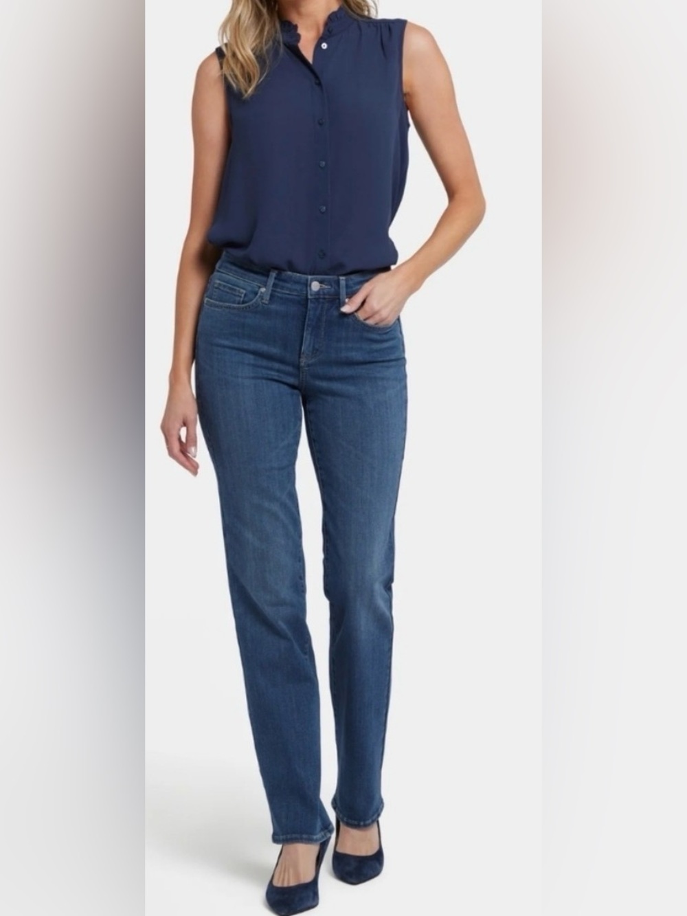 NYDJ Not Your Daughters Jeans Straight Leg Jeans in Dark Indigo Wash